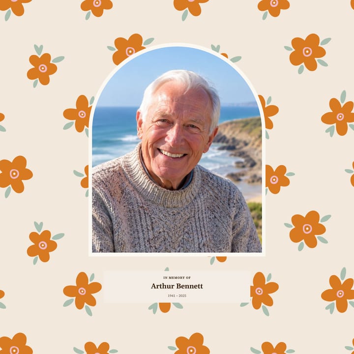 Orange flowers on cream, arched photo cover