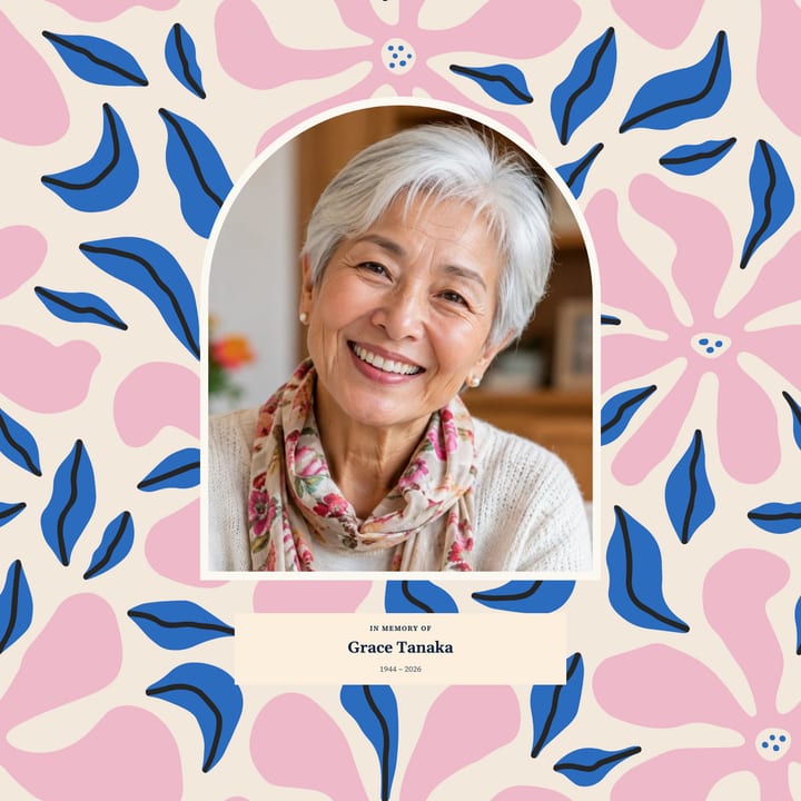 Pink and blue blooms, arched photo cover